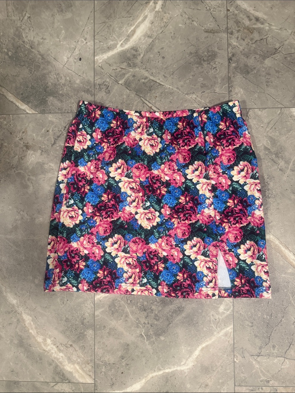 SHEIN Floral Mini Skirt in Pink and Blue